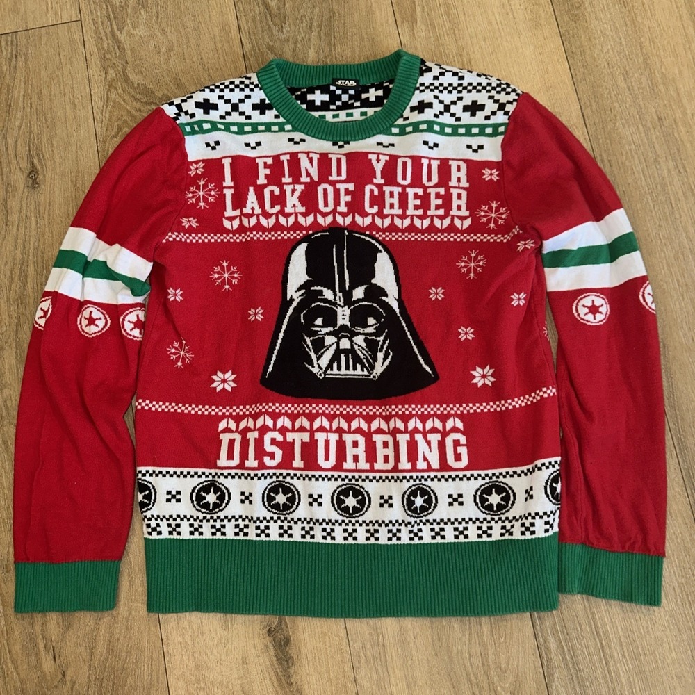 Christmas Sweater Darth Vader "I Find Your Lack Of Cheer Disturbing" M Star Wars